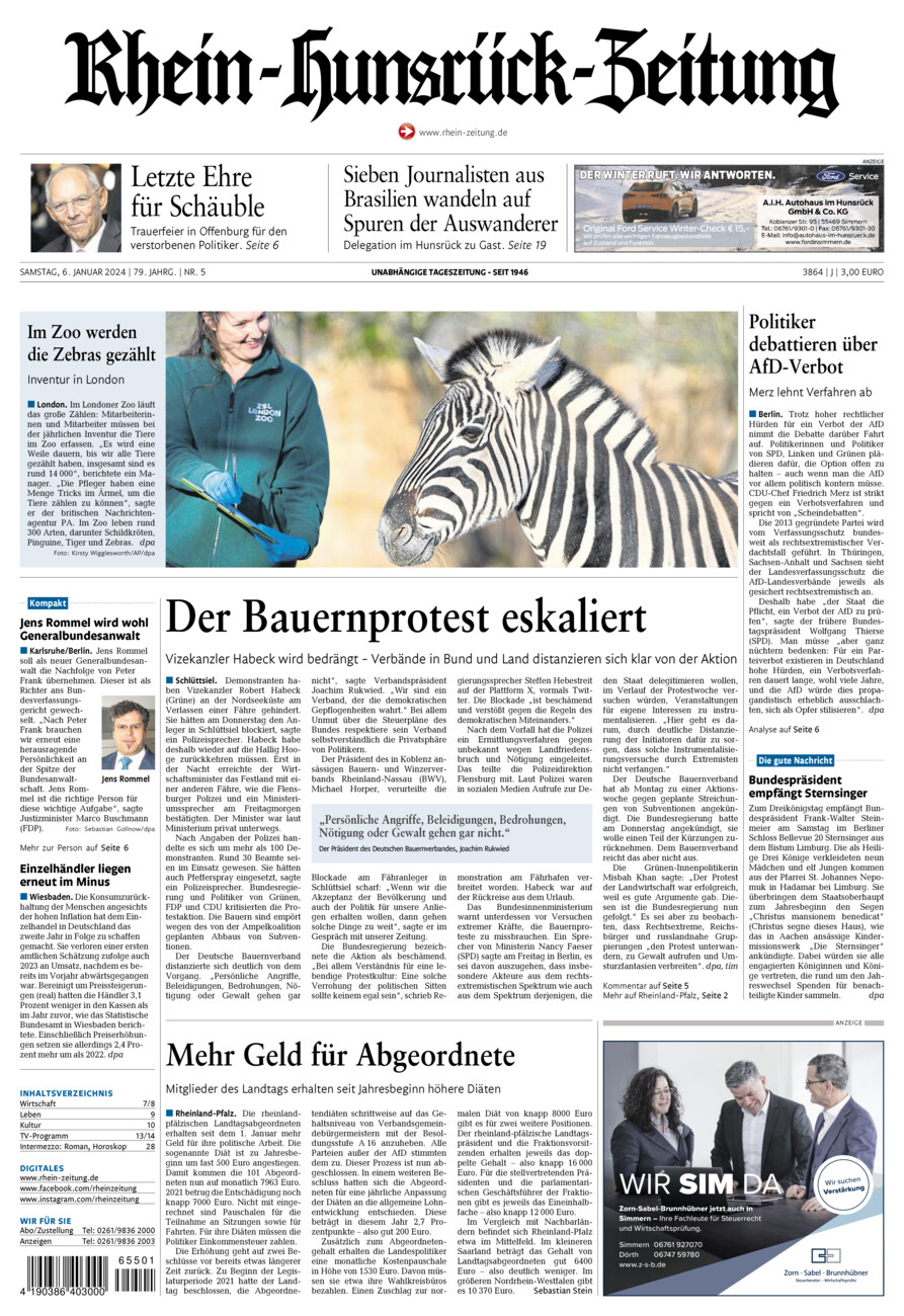 Rhein-Hunsrück-Zeitung vom Samstag, 06.01.2024