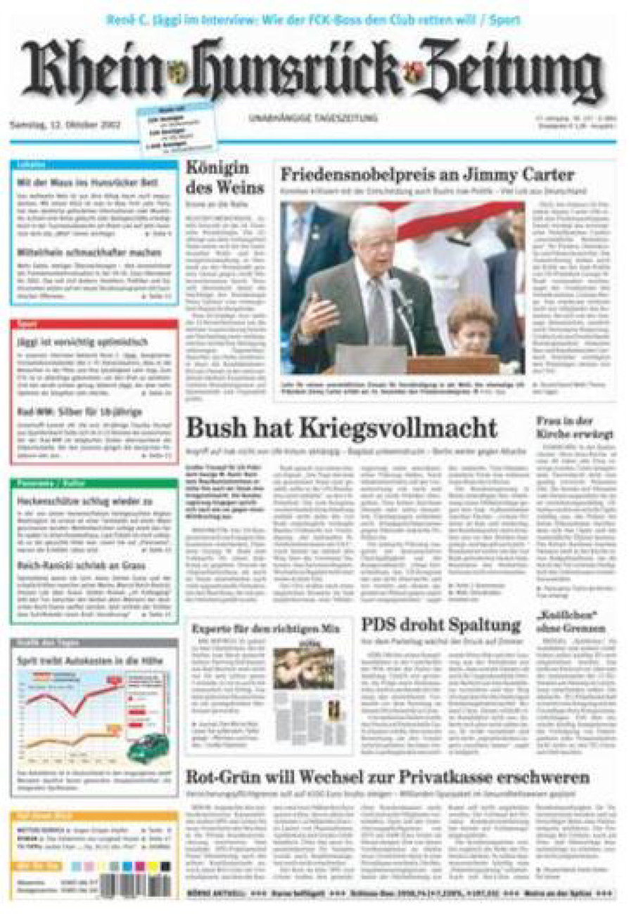 Rhein-Hunsrück-Zeitung vom Samstag, 12.10.2002