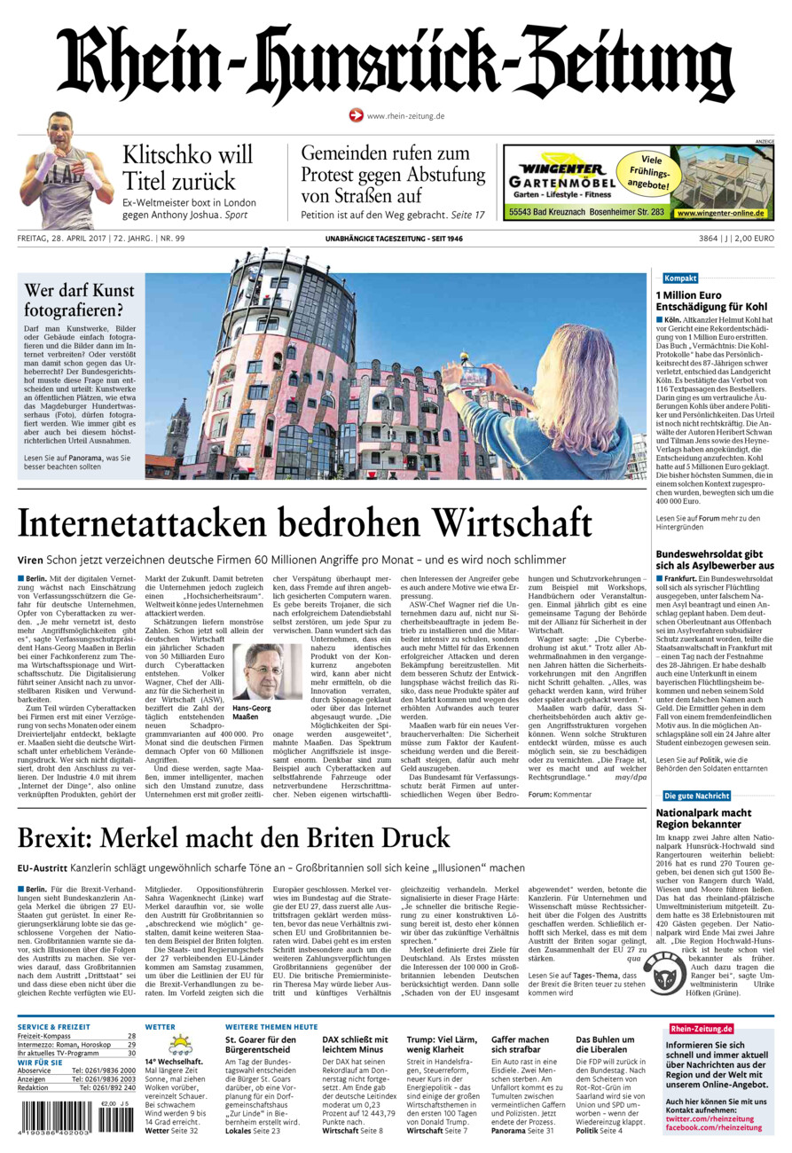 Rhein-Hunsrück-Zeitung vom Freitag, 28.04.2017