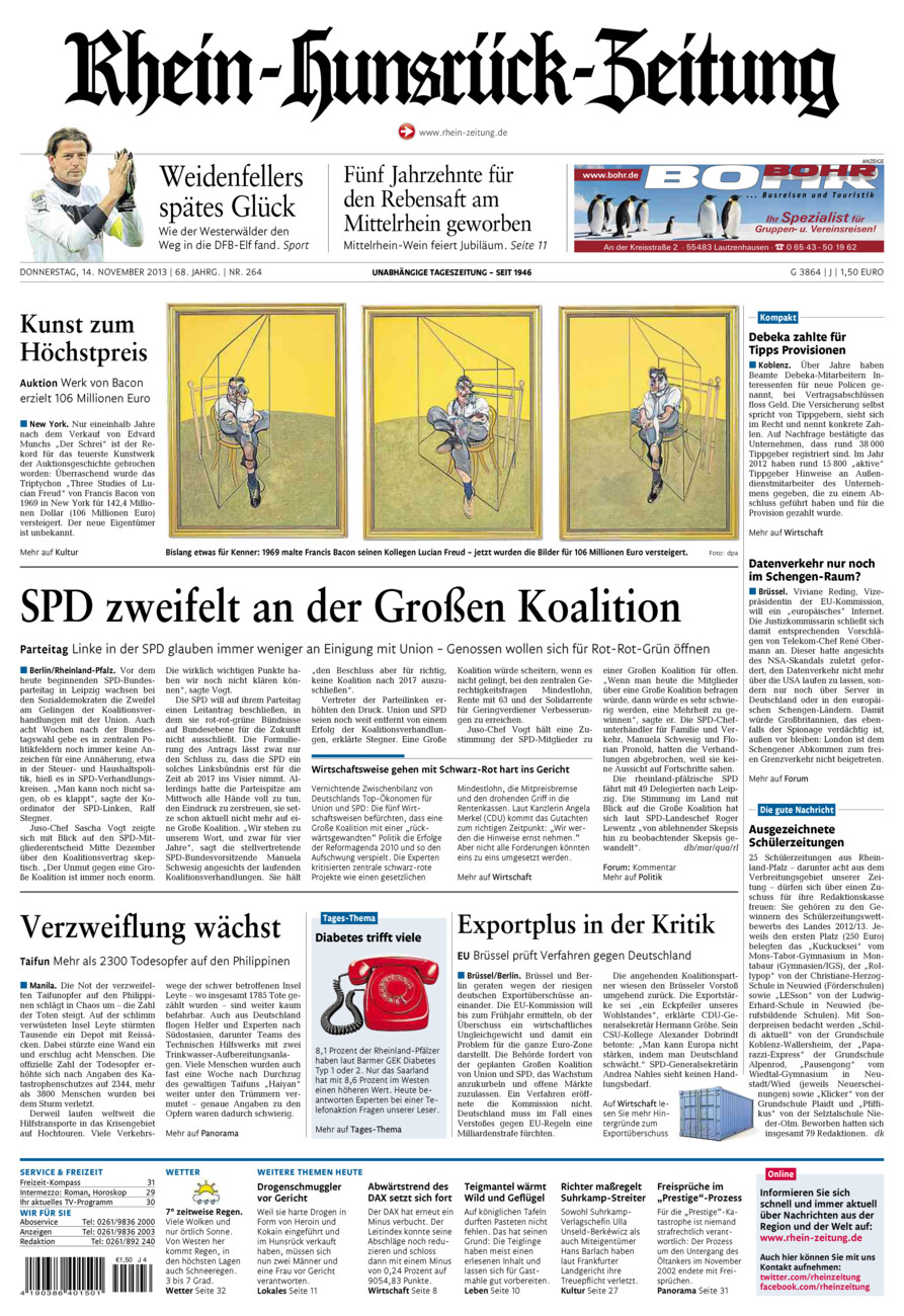 Rhein-Hunsrück-Zeitung vom Donnerstag, 14.11.2013