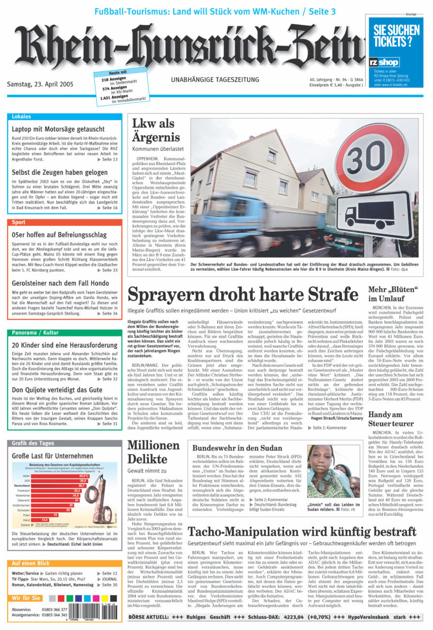 Rhein-Hunsrück-Zeitung vom Samstag, 23.04.2005