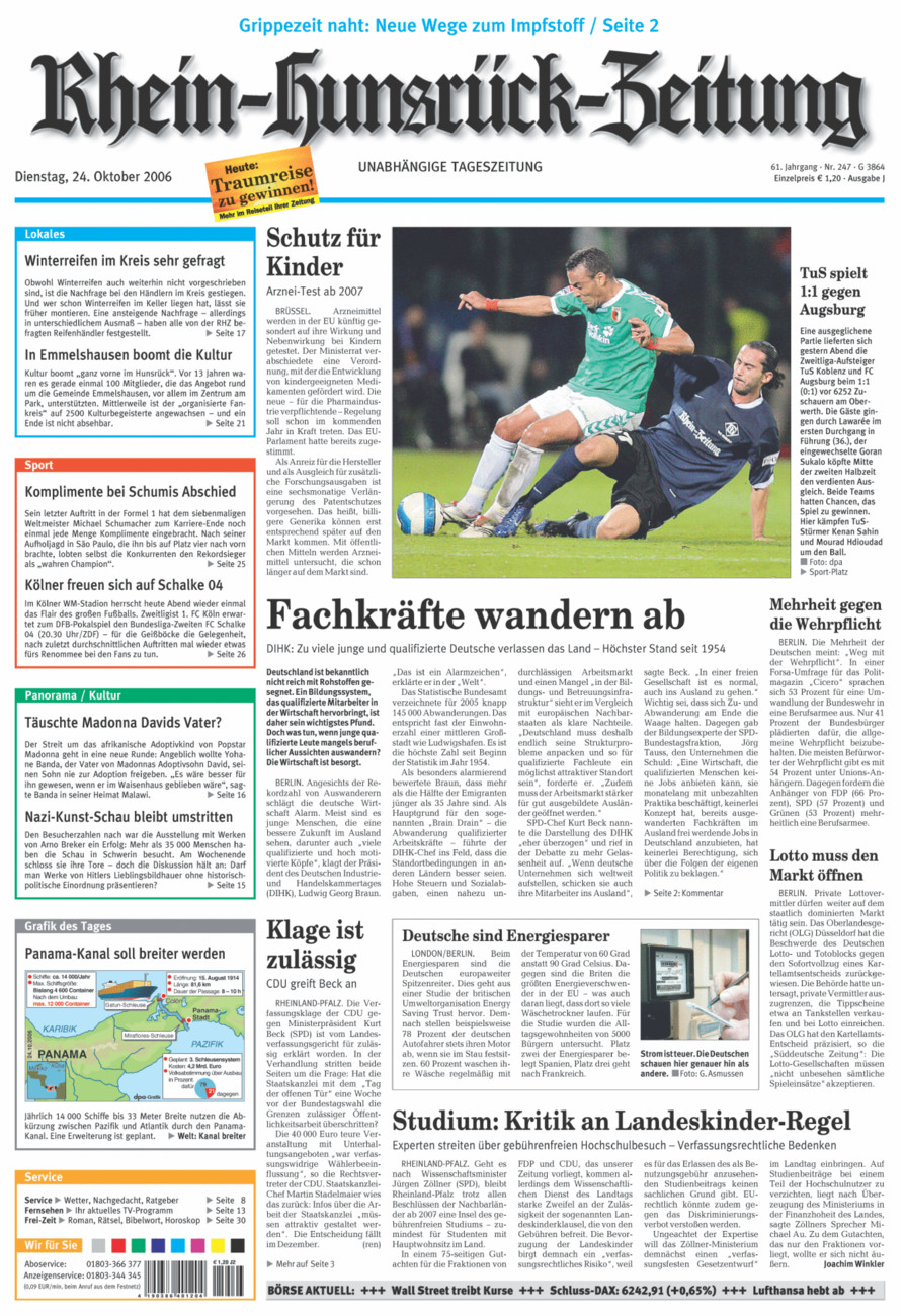 Rhein-Hunsrück-Zeitung vom Dienstag, 24.10.2006