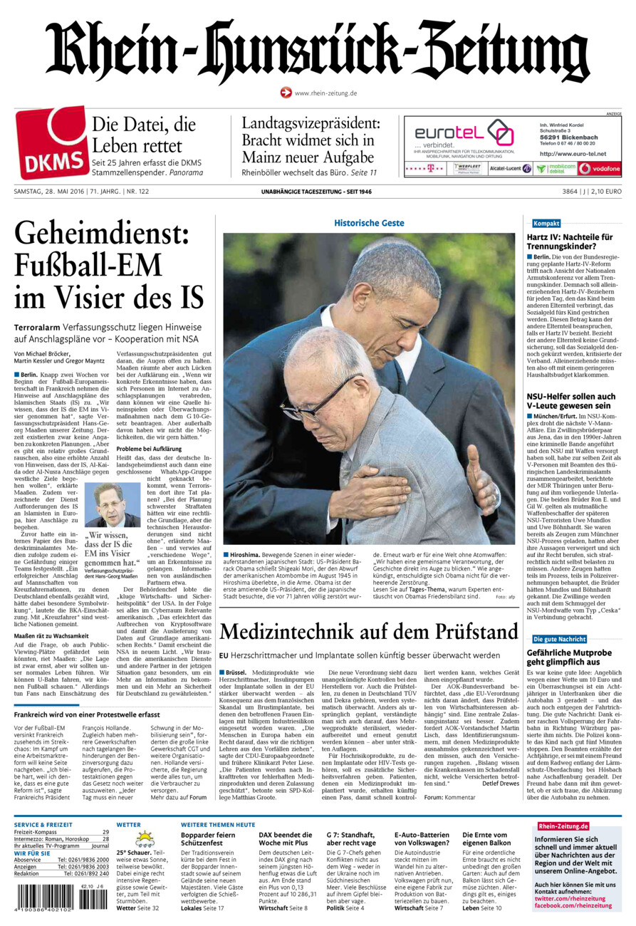 Rhein-Hunsrück-Zeitung vom Samstag, 28.05.2016