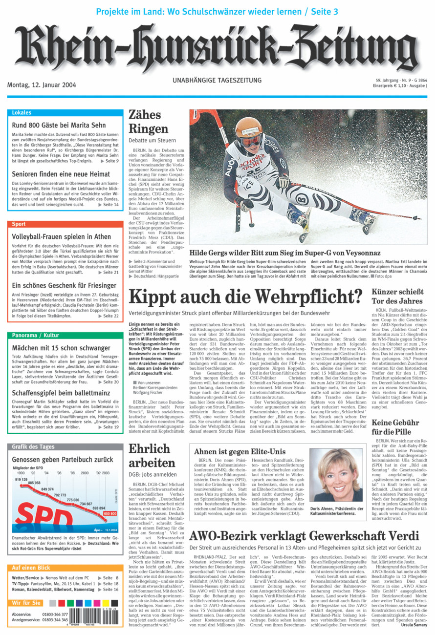 Rhein-Hunsrück-Zeitung vom Montag, 12.01.2004