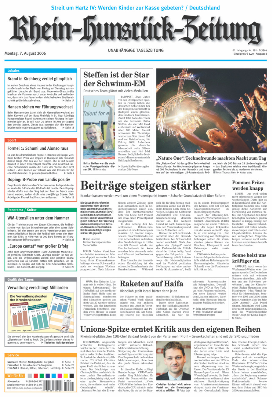 Rhein-Hunsrück-Zeitung vom Montag, 07.08.2006