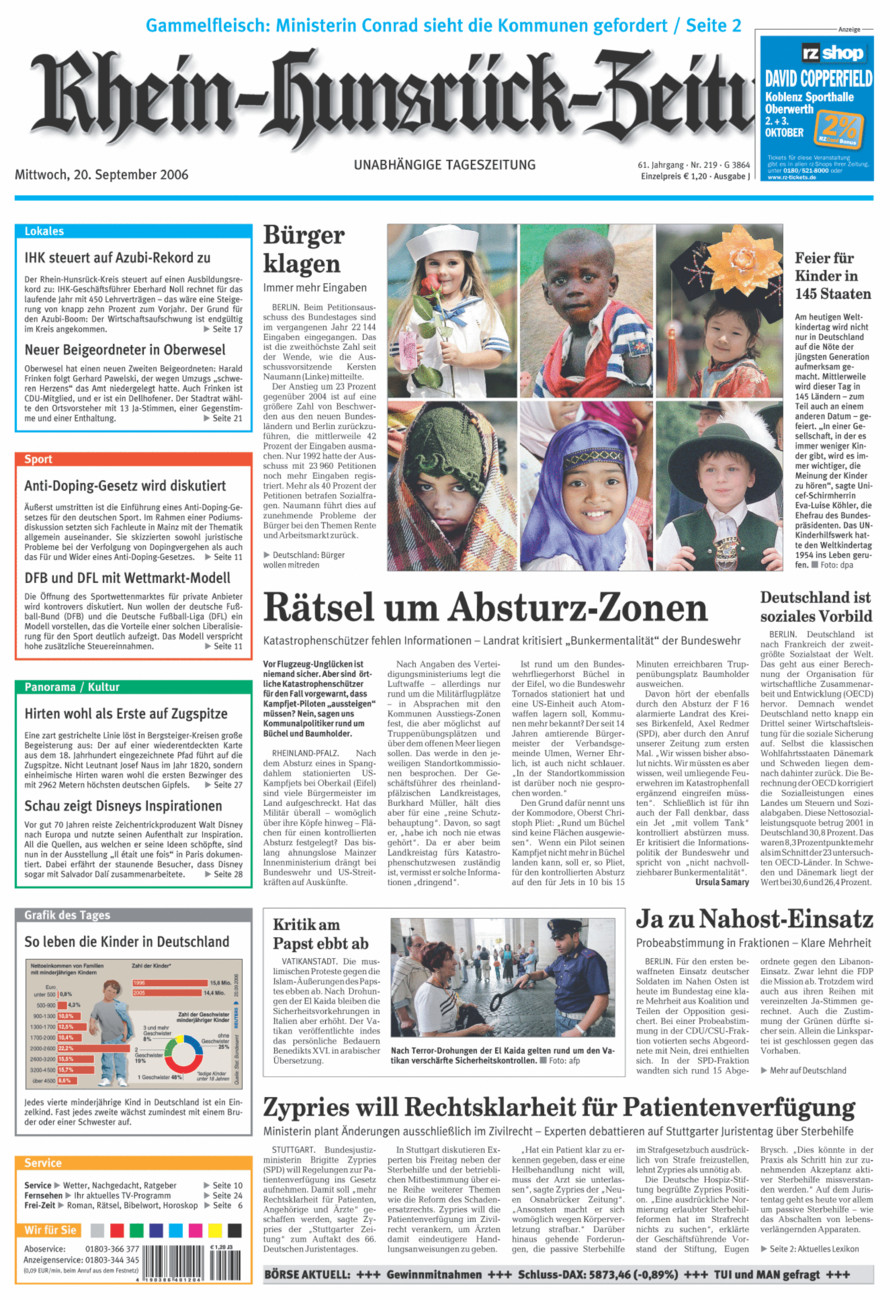 Rhein-Hunsrück-Zeitung vom Mittwoch, 20.09.2006