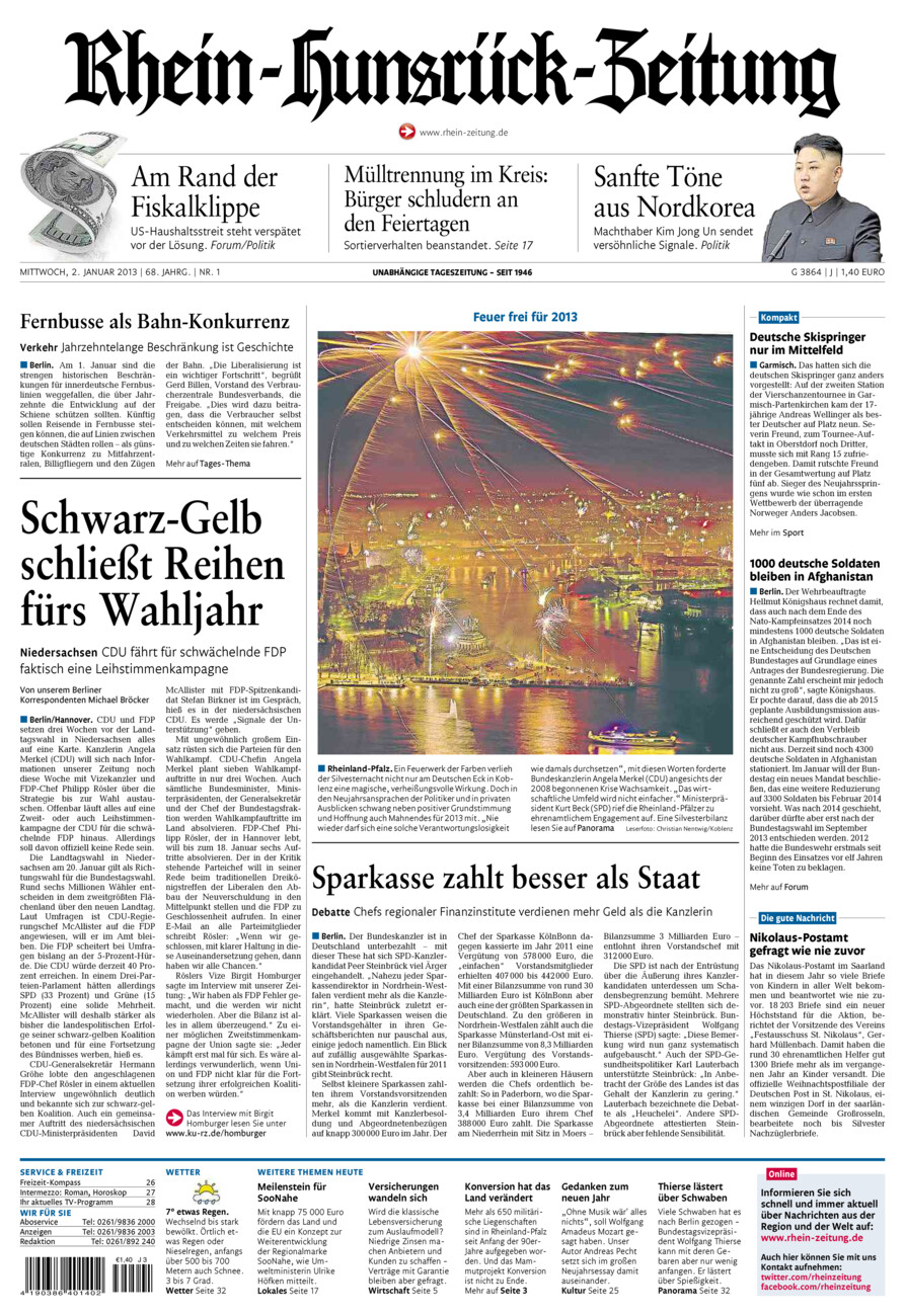 Rhein-Hunsrück-Zeitung vom Mittwoch, 02.01.2013