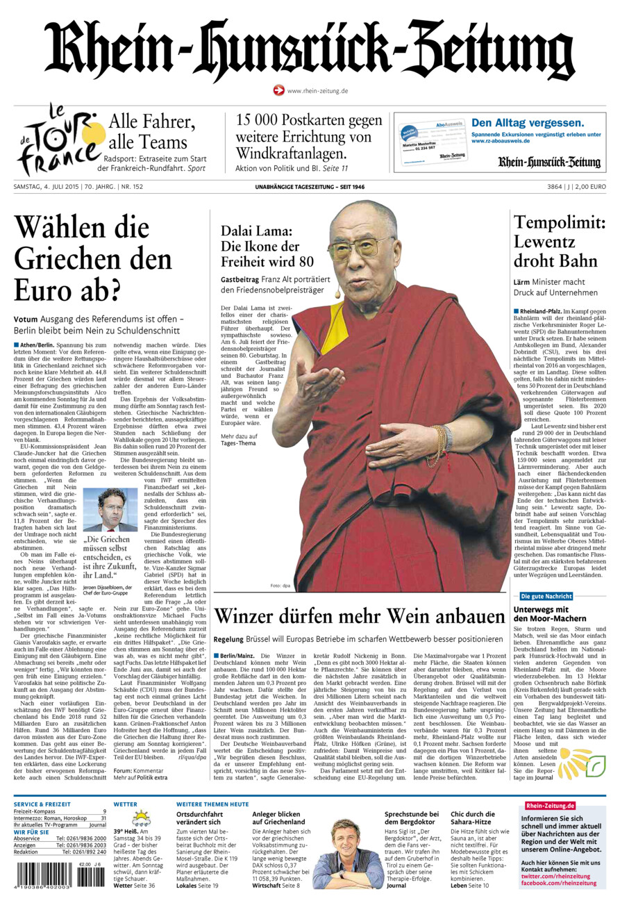 Rhein-Hunsrück-Zeitung vom Samstag, 04.07.2015