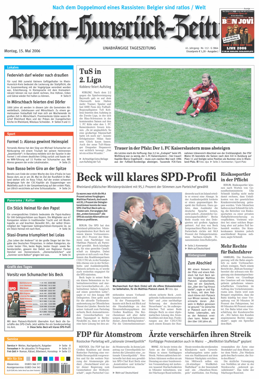 Rhein-Hunsrück-Zeitung vom Montag, 15.05.2006