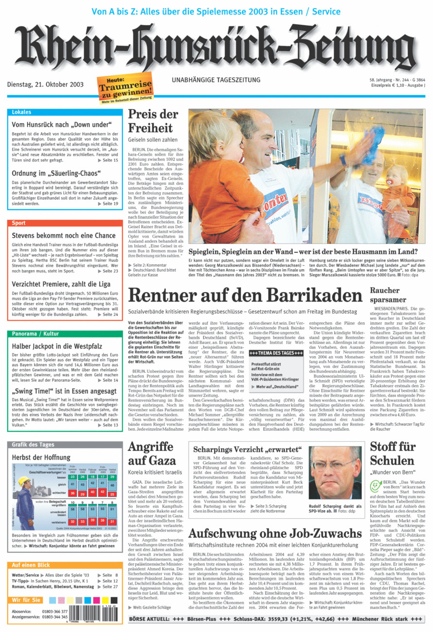 Rhein-Hunsrück-Zeitung vom Dienstag, 21.10.2003