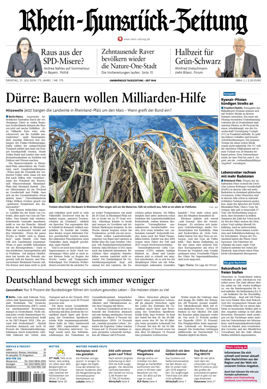 Rhein-Hunsrück-Zeitung vom Dienstag, 31.07.2018
