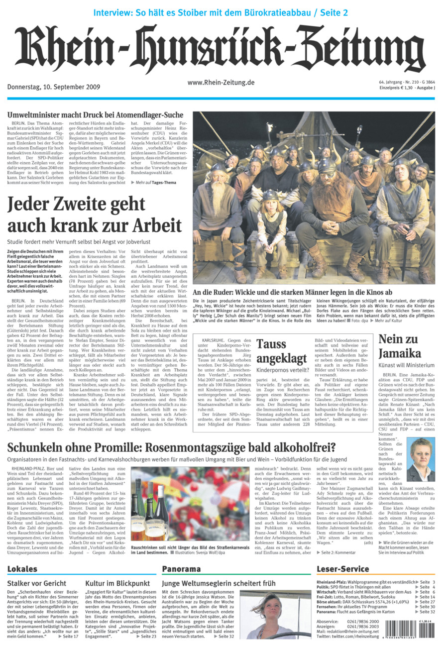 Rhein-Hunsrück-Zeitung vom Donnerstag, 10.09.2009