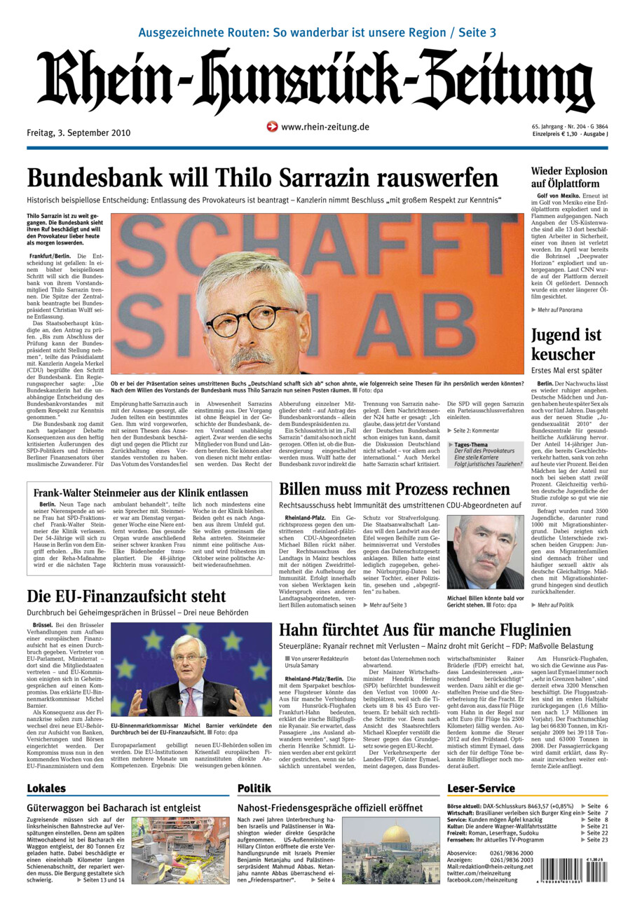 Rhein-Hunsrück-Zeitung vom Freitag, 03.09.2010