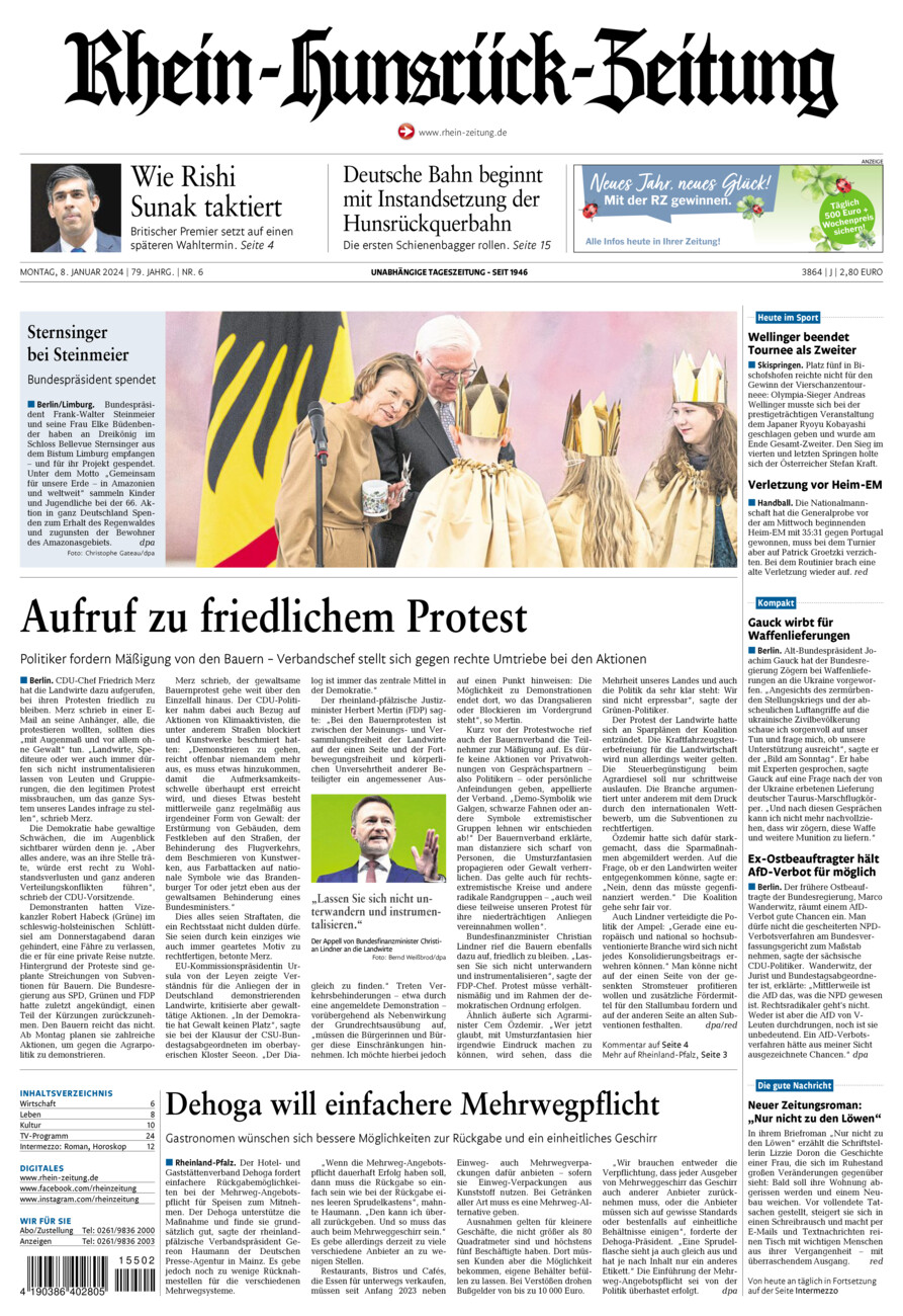 Rhein-Hunsrück-Zeitung vom Montag, 08.01.2024