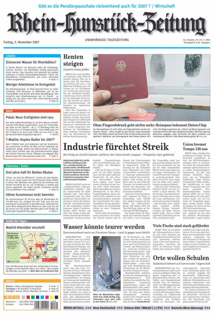 Rhein-Hunsrück-Zeitung vom Freitag, 02.11.2007