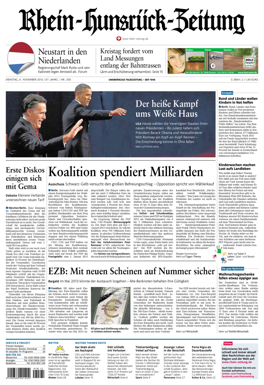 Rhein-Hunsrück-Zeitung vom Dienstag, 06.11.2012