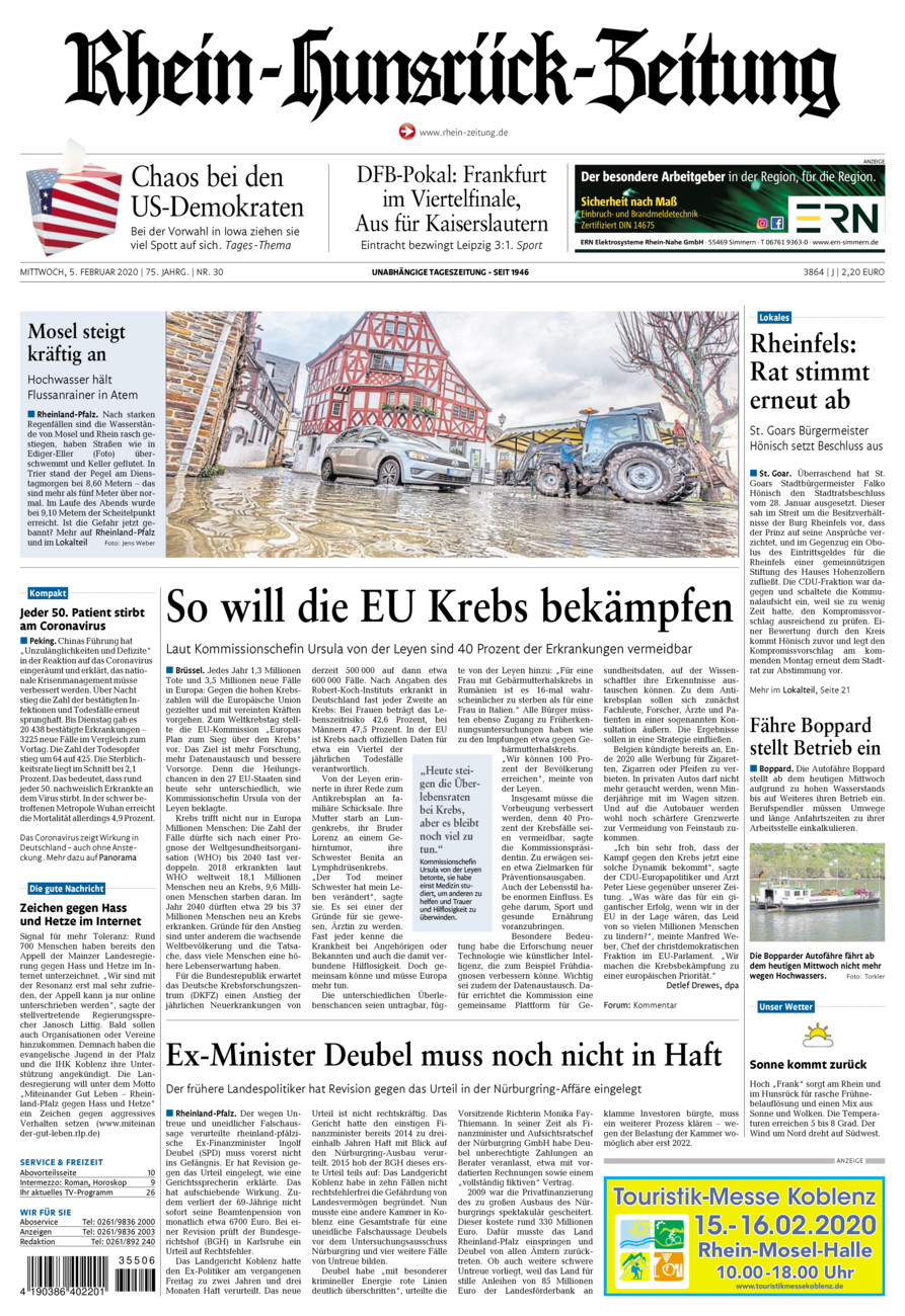 Rhein-Hunsrück-Zeitung vom Mittwoch, 05.02.2020