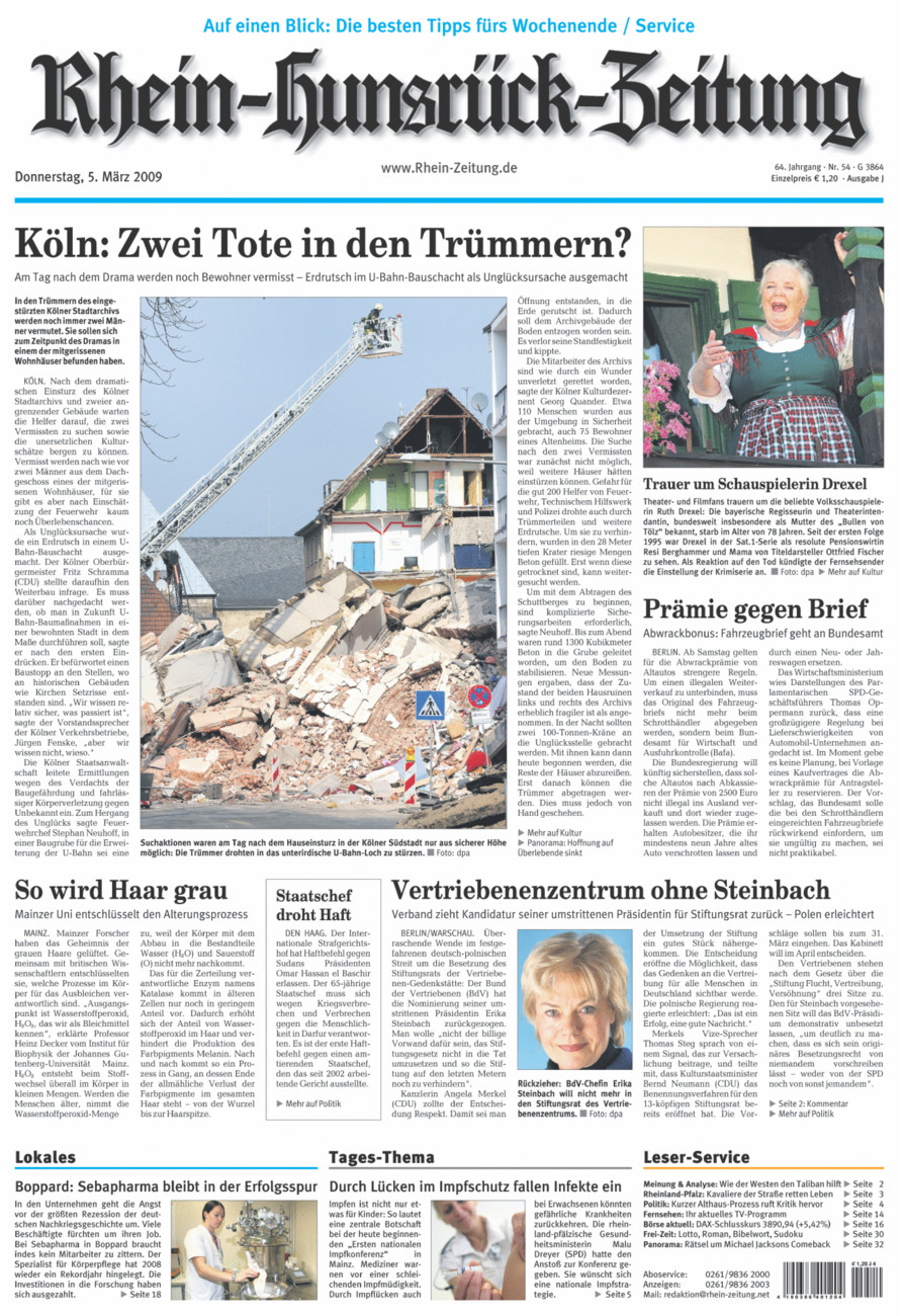 Rhein-Hunsrück-Zeitung vom Donnerstag, 05.03.2009