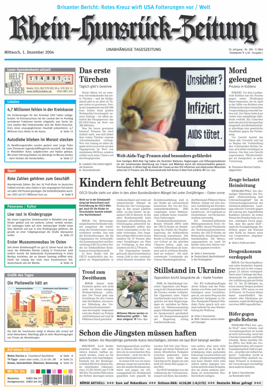 Rhein-Hunsrück-Zeitung vom Mittwoch, 01.12.2004