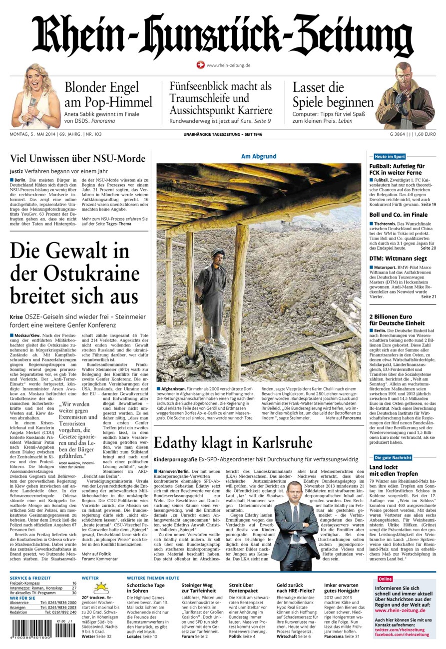 Rhein-Hunsrück-Zeitung vom Montag, 05.05.2014