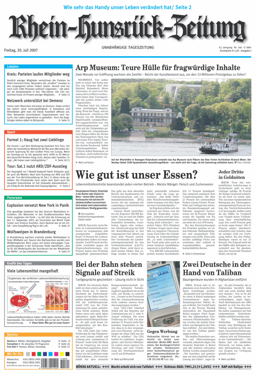 Rhein-Hunsrück-Zeitung vom Freitag, 20.07.2007