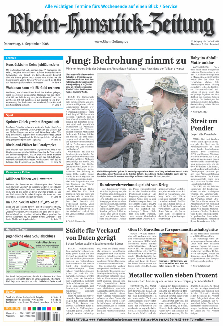 Rhein-Hunsrück-Zeitung vom Donnerstag, 04.09.2008