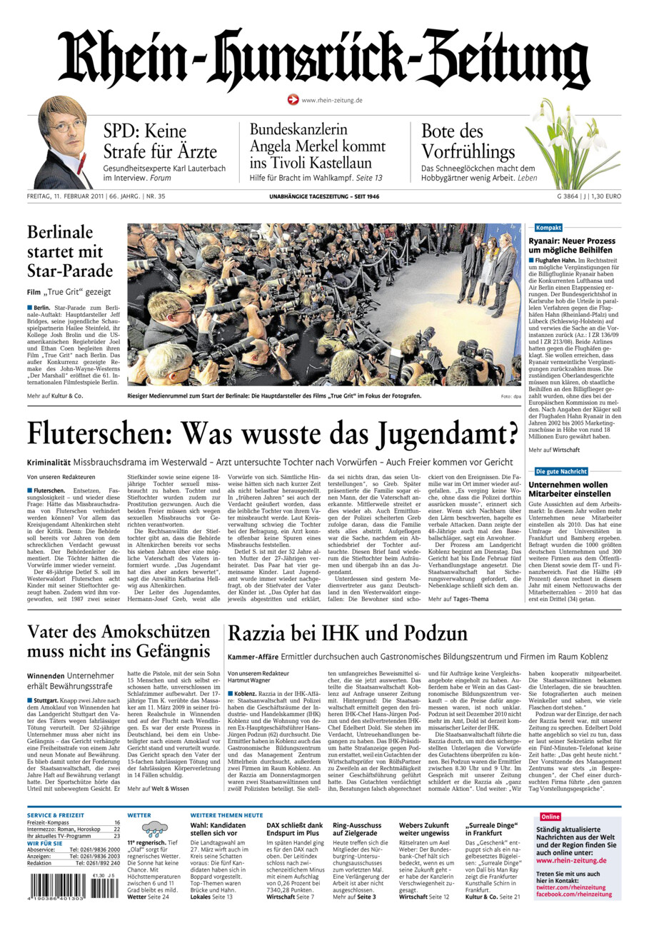 Rhein-Hunsrück-Zeitung vom Freitag, 11.02.2011