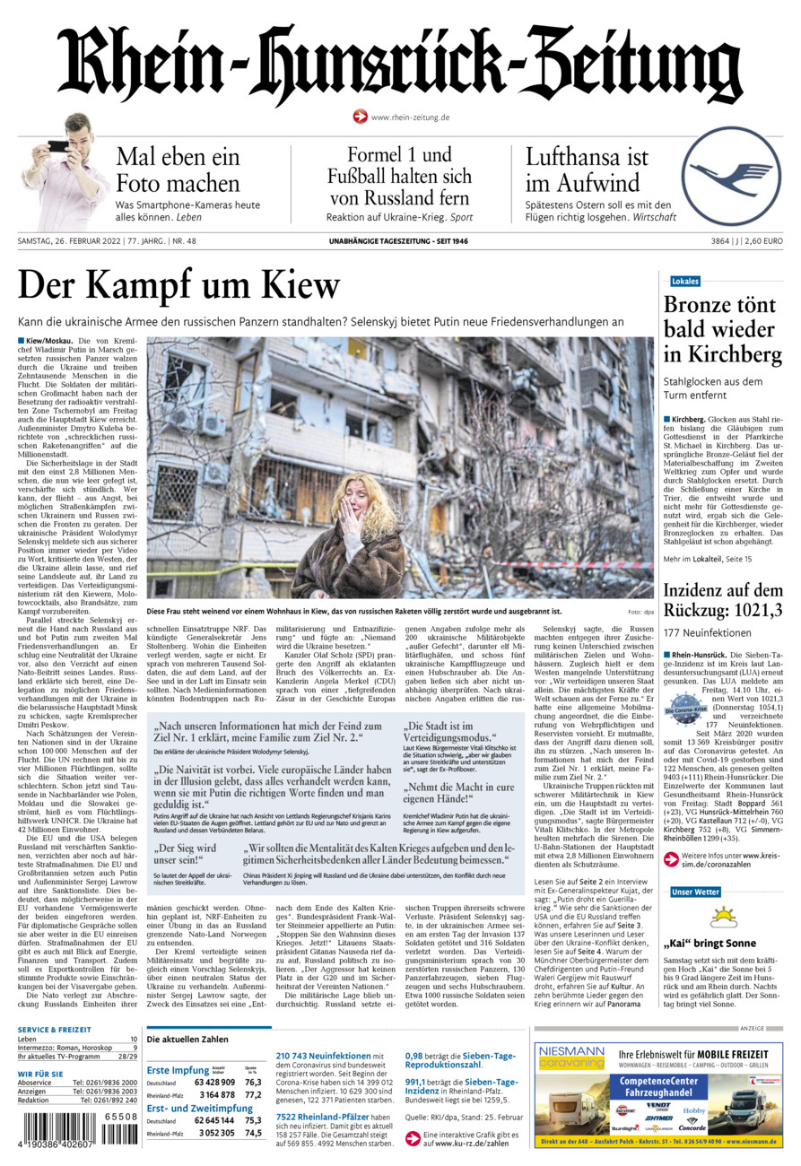 Rhein-Hunsrück-Zeitung vom Samstag, 26.02.2022