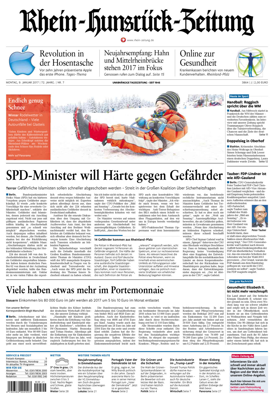 Rhein-Hunsrück-Zeitung vom Montag, 09.01.2017