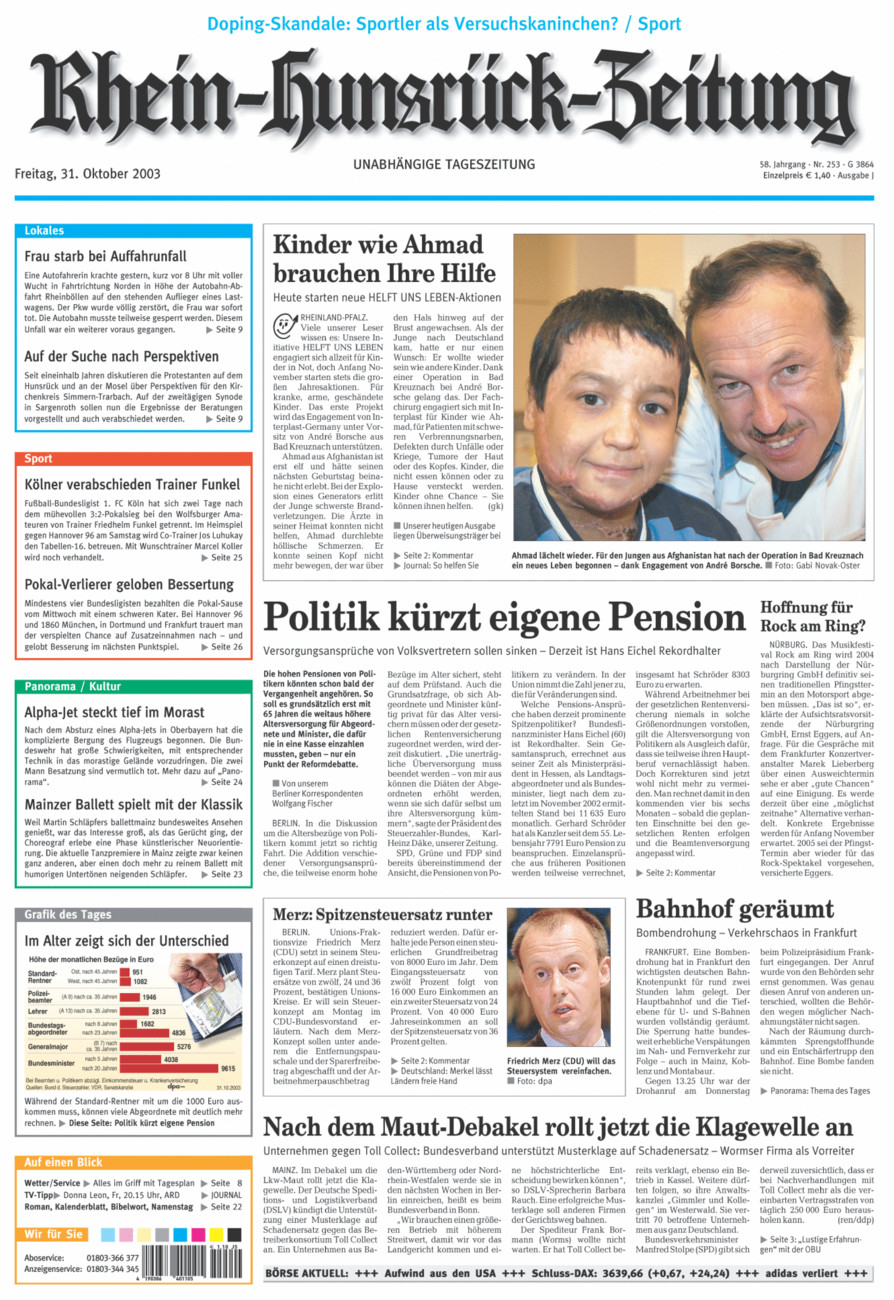 Rhein-Hunsrück-Zeitung vom Freitag, 31.10.2003