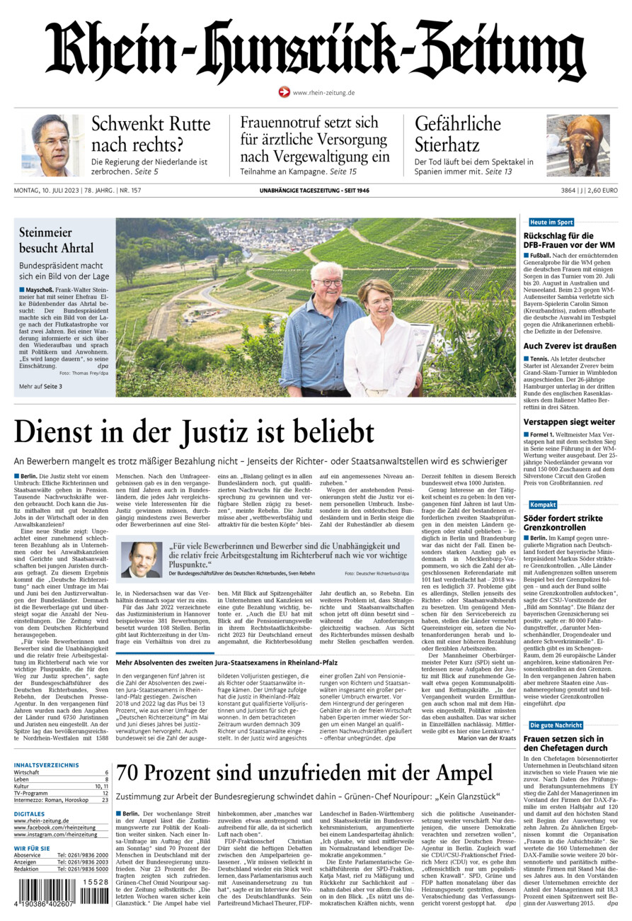 Rhein-Hunsrück-Zeitung vom Montag, 10.07.2023