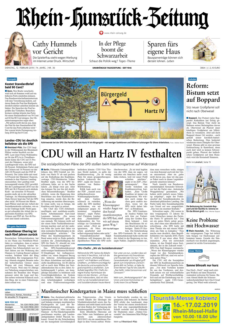 Rhein-Hunsrück-Zeitung vom Dienstag, 12.02.2019