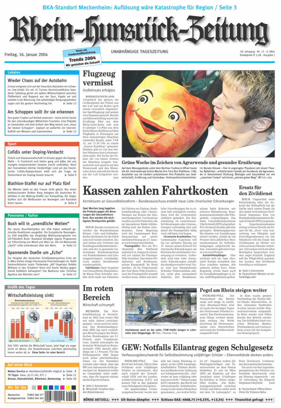 Rhein-Hunsrück-Zeitung vom Freitag, 16.01.2004