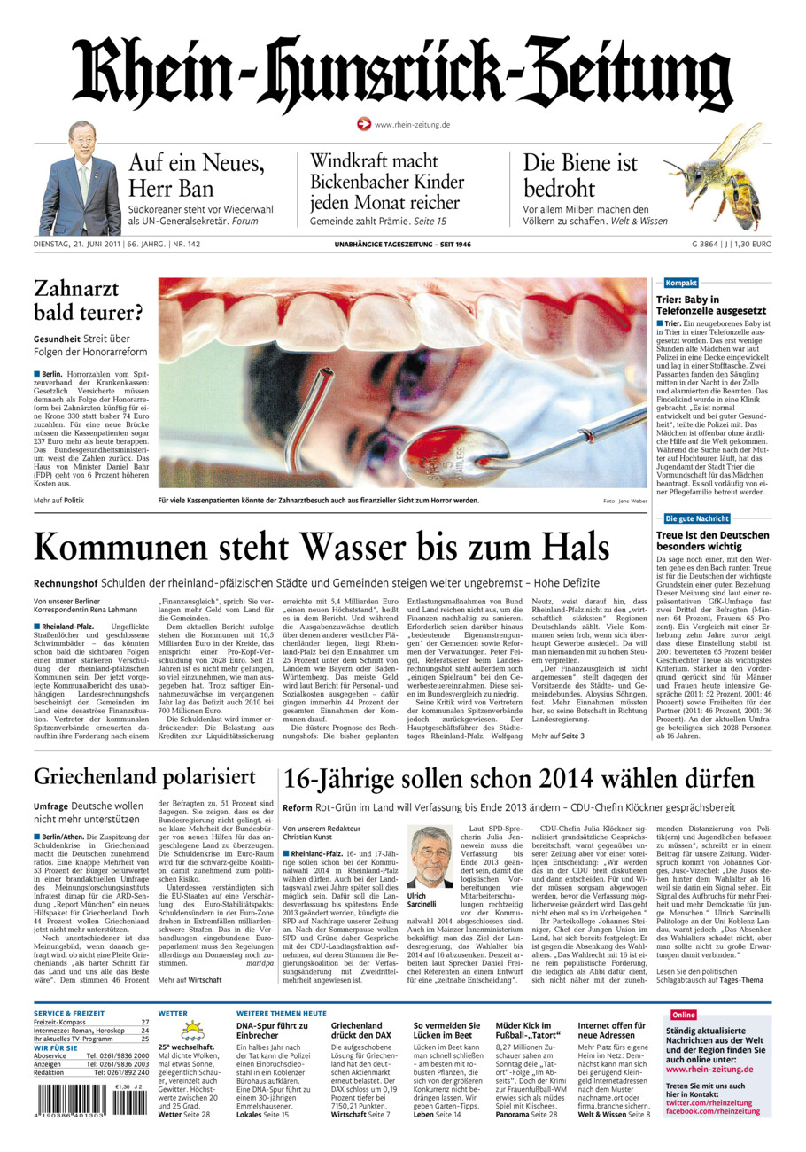Rhein-Hunsrück-Zeitung vom Dienstag, 21.06.2011