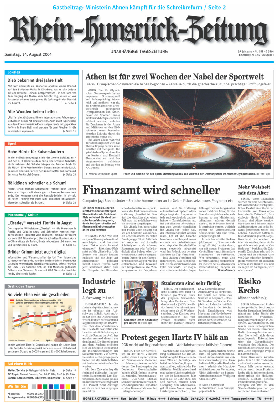 Rhein-Hunsrück-Zeitung vom Samstag, 14.08.2004