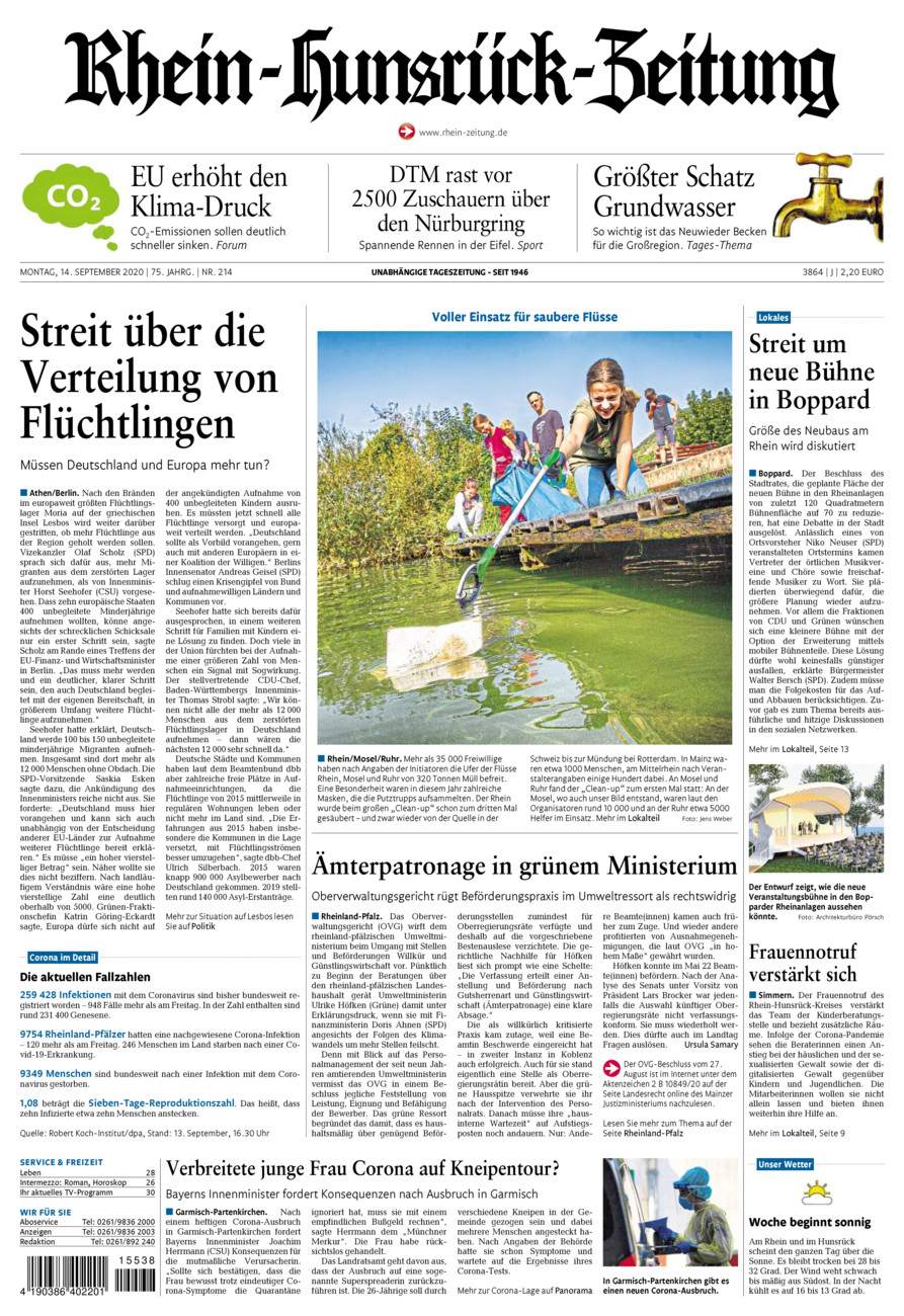 Rhein-Hunsrück-Zeitung vom Montag, 14.09.2020
