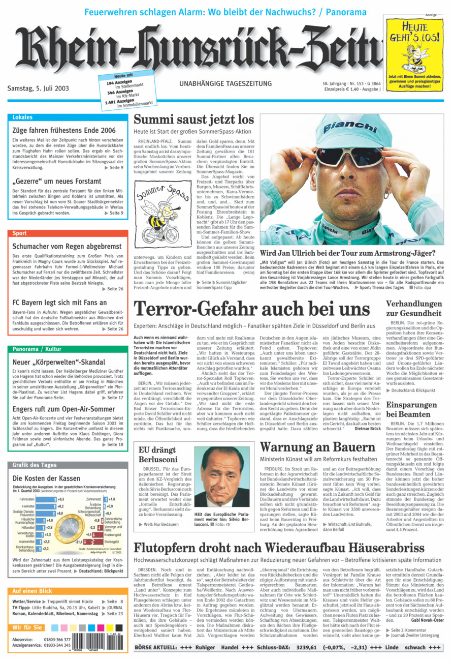 Rhein-Hunsrück-Zeitung vom Samstag, 05.07.2003