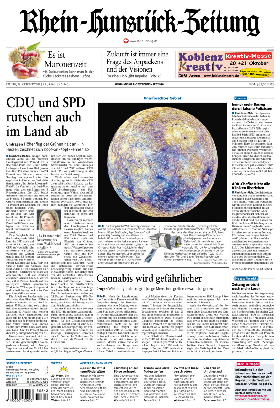 Rhein-Hunsrück-Zeitung vom Freitag, 19.10.2018
