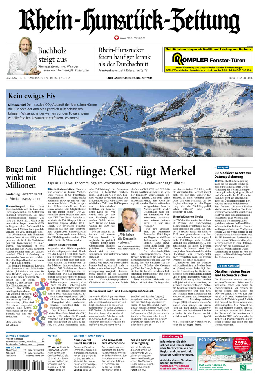Rhein-Hunsrück-Zeitung vom Samstag, 12.09.2015