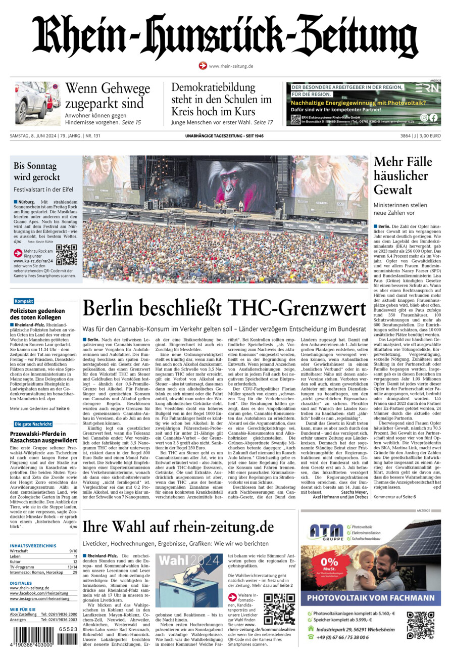 Rhein-Hunsrück-Zeitung vom Samstag, 08.06.2024