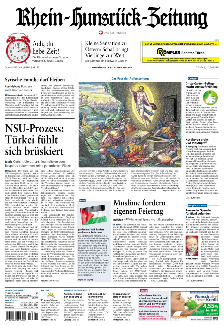 Rhein-Hunsrück-Zeitung vom Samstag, 30.03.2013