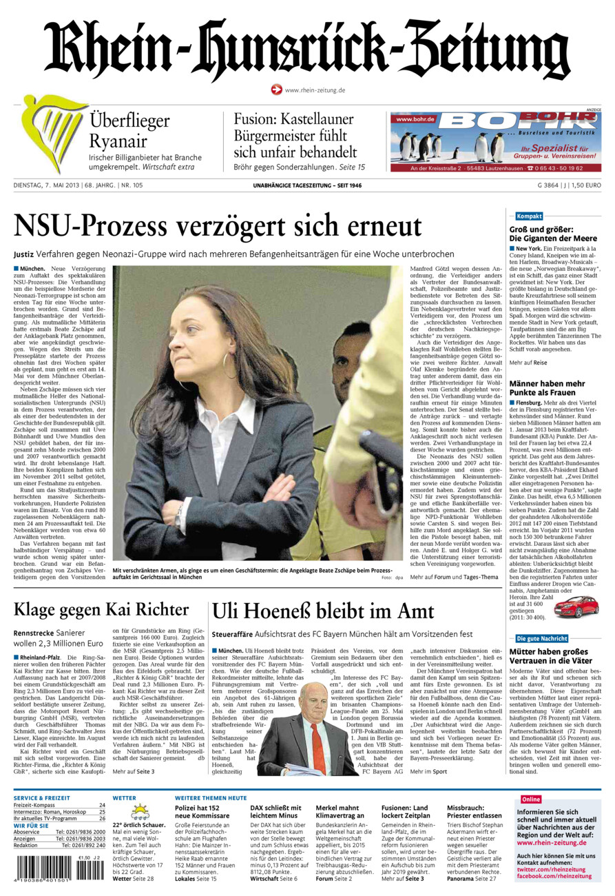 Rhein-Hunsrück-Zeitung vom Dienstag, 07.05.2013