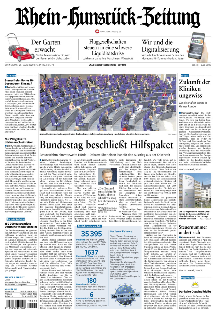 Rhein-Hunsrück-Zeitung vom Donnerstag, 26.03.2020