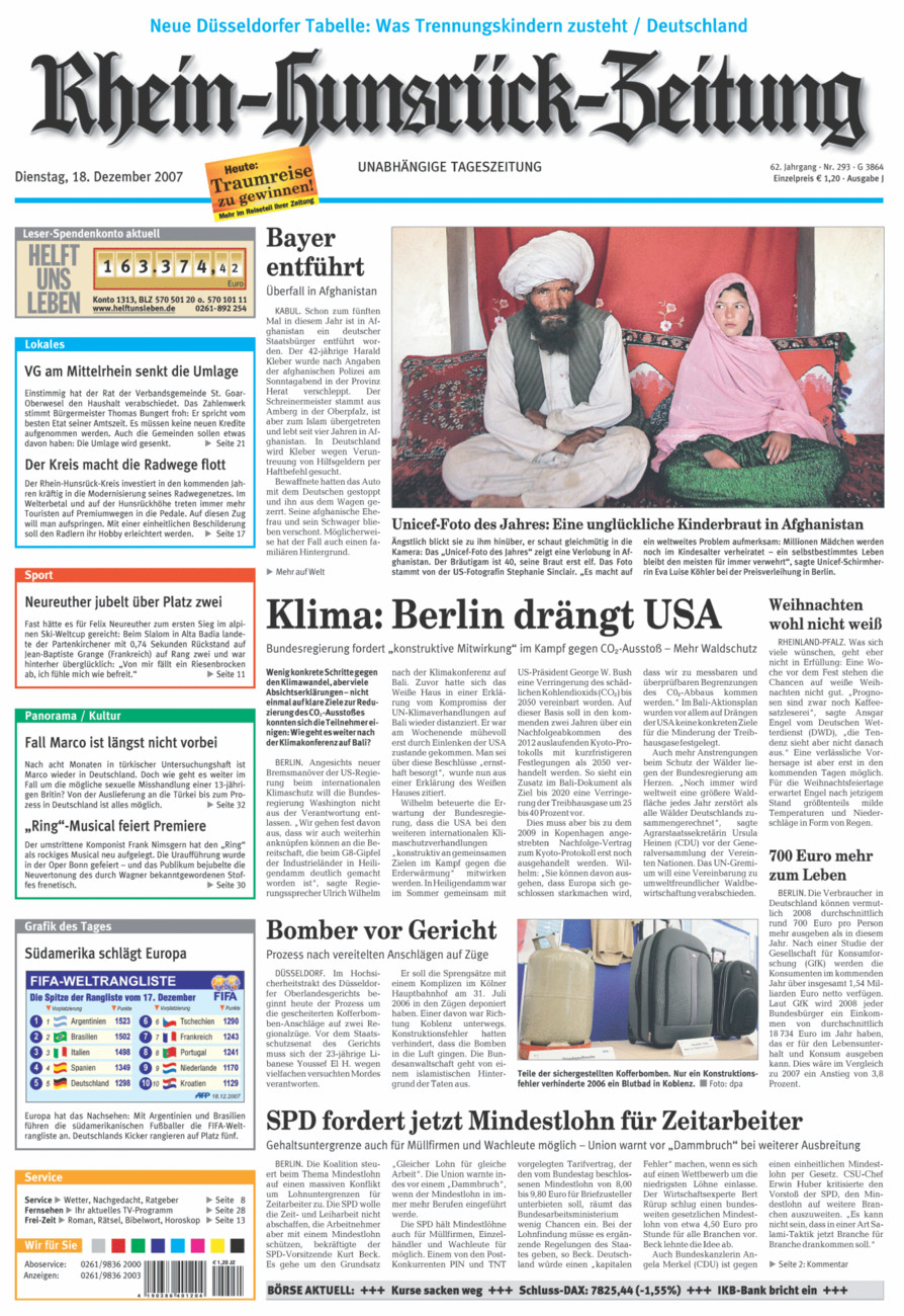 Rhein-Hunsrück-Zeitung vom Dienstag, 18.12.2007