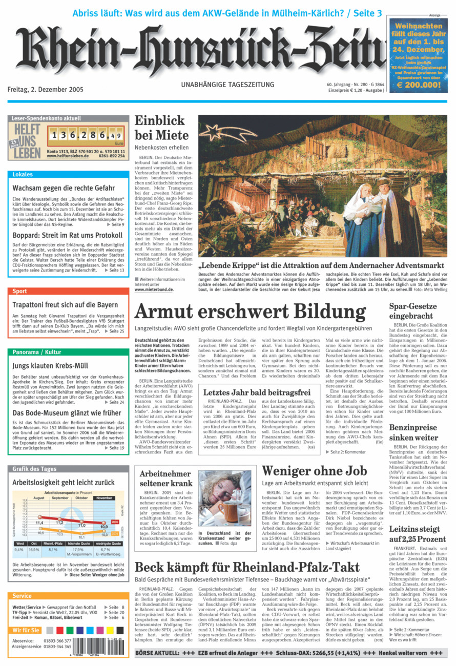 Rhein-Hunsrück-Zeitung vom Freitag, 02.12.2005