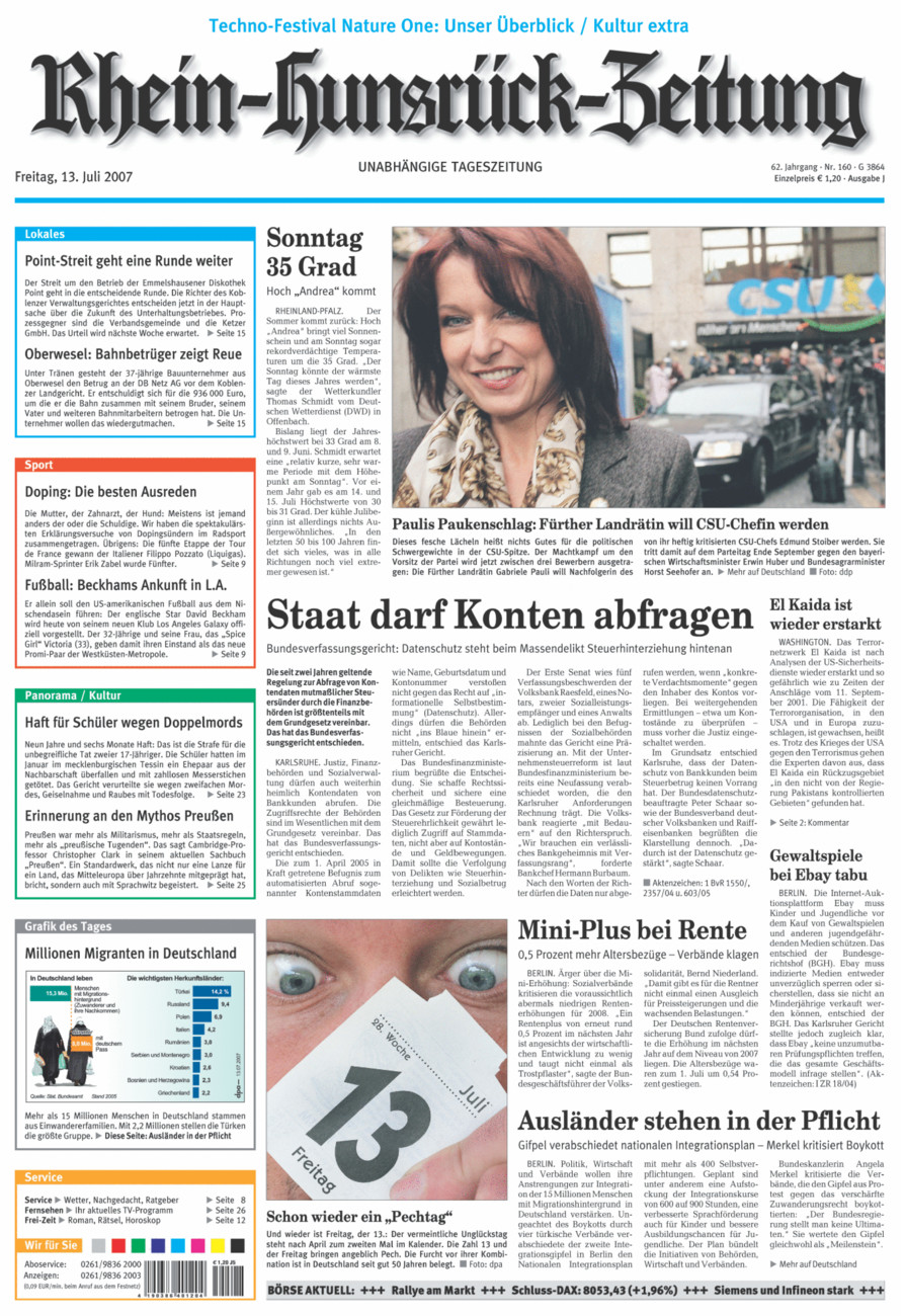 Rhein-Hunsrück-Zeitung vom Freitag, 13.07.2007