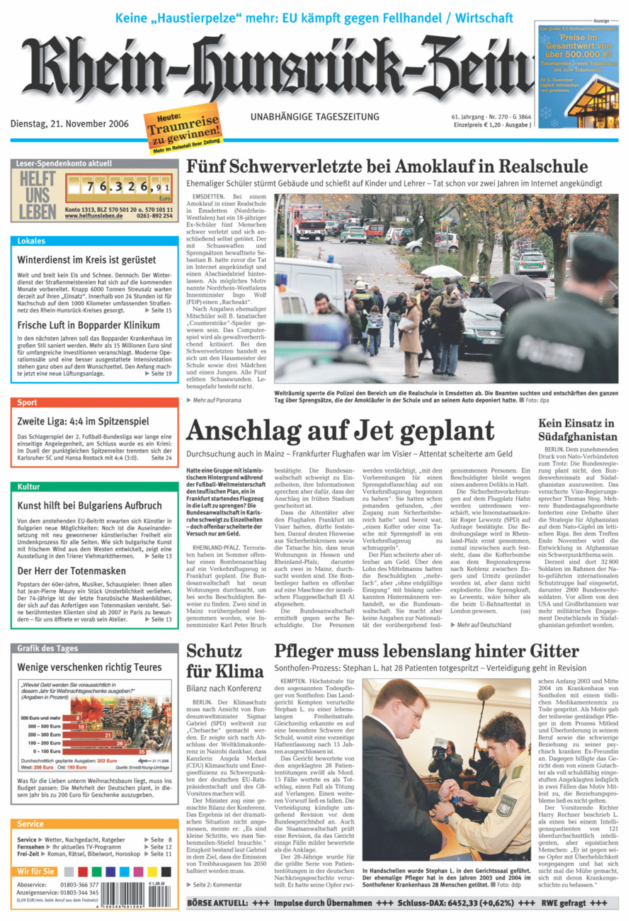 Rhein-Hunsrück-Zeitung vom Dienstag, 21.11.2006