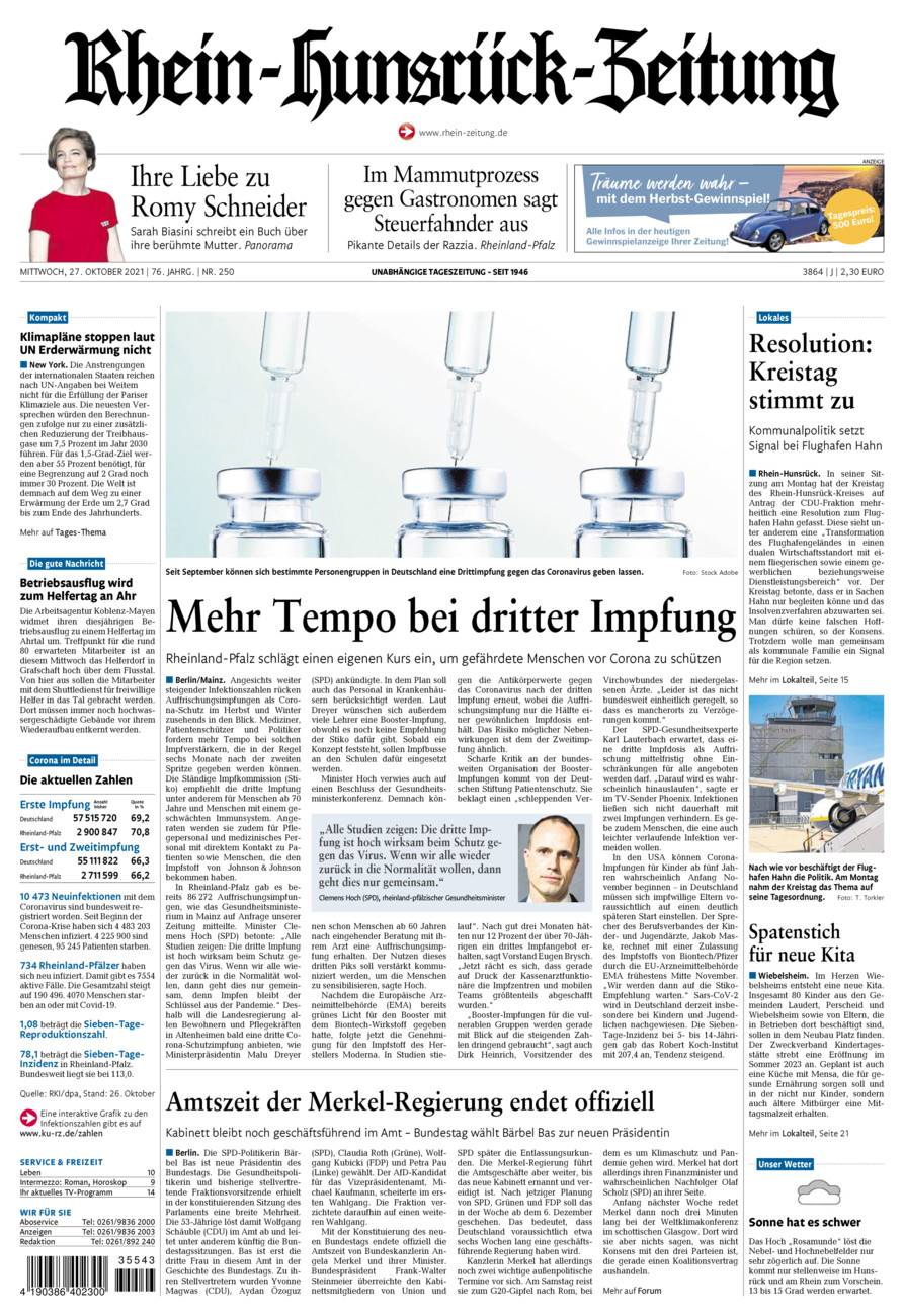 Rhein-Hunsrück-Zeitung vom Mittwoch, 27.10.2021