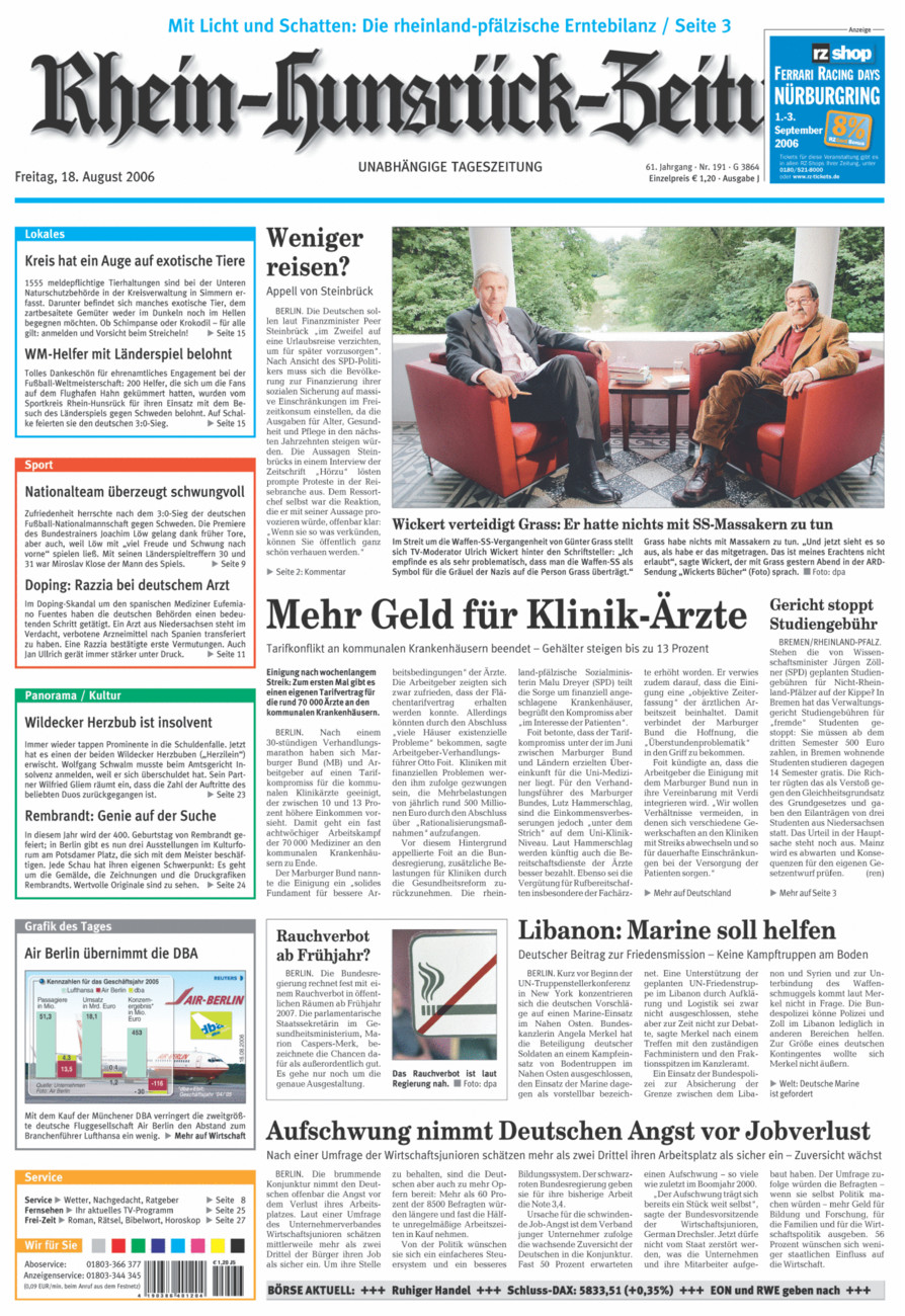 Rhein-Hunsrück-Zeitung vom Freitag, 18.08.2006