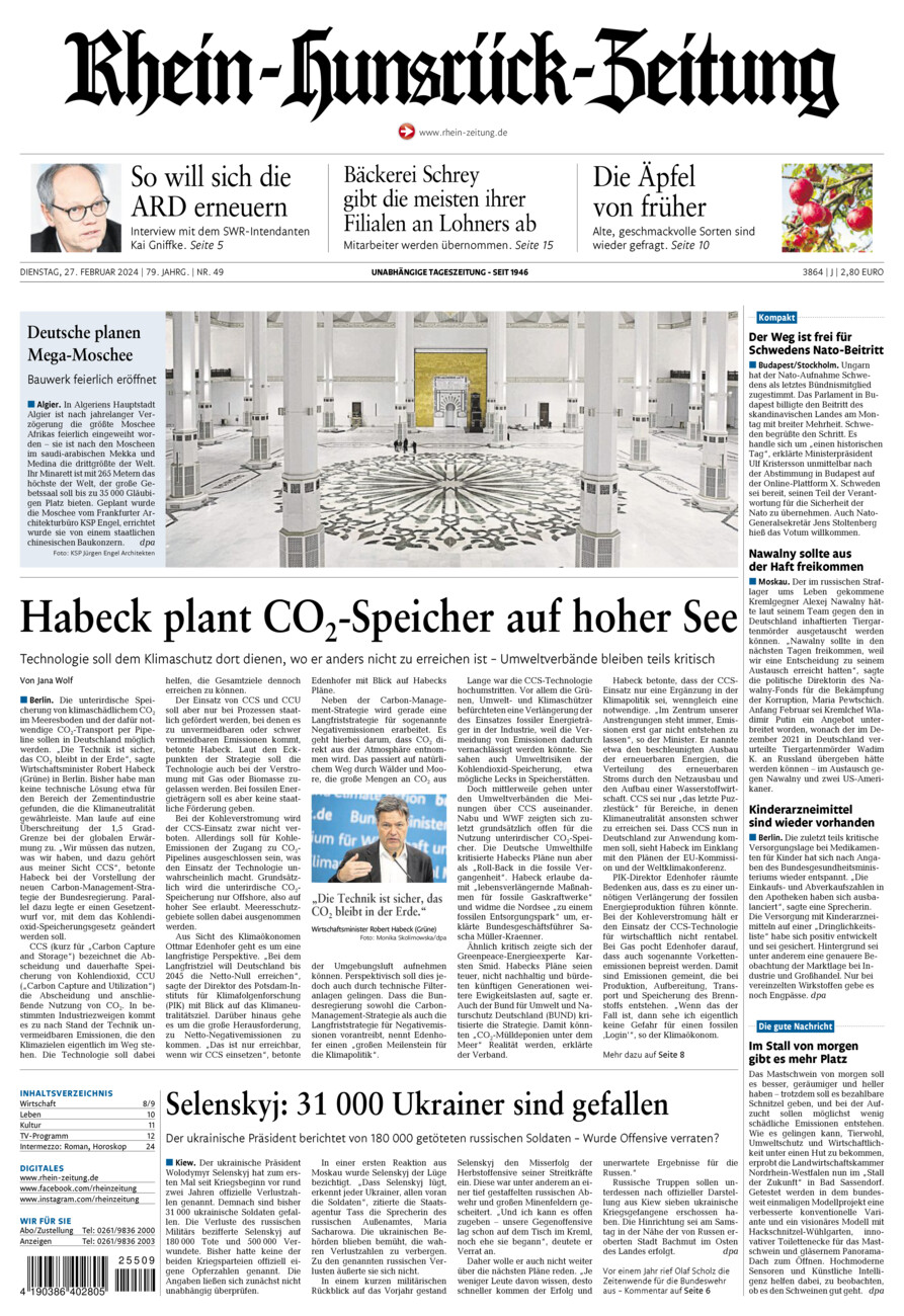 Rhein-Hunsrück-Zeitung vom Dienstag, 27.02.2024